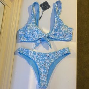 Zaful blue floral bikini